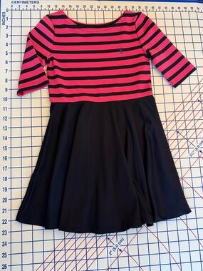 Polo by Ralph Lauren Pink and Black Striped Fit-and-Flare Kids Dress